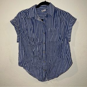 Short Sleeve Striped Button Down Shirt